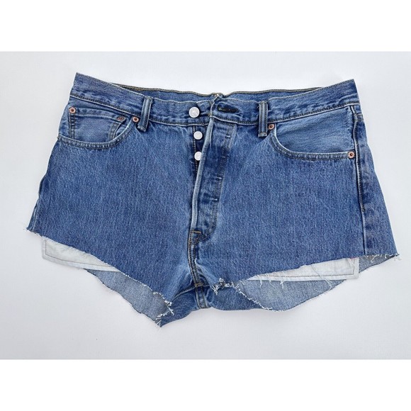 Levi’s 501 Cut Off Shorts Womens 34 Denim High Rise 2” Inseam - Picture 1 of 7
